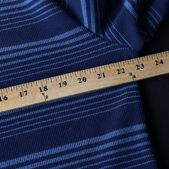 Blake Shelton x Lands End Henley Shirt Mens Large Blue Striped Ribbed Casual - Picture 8 of 10